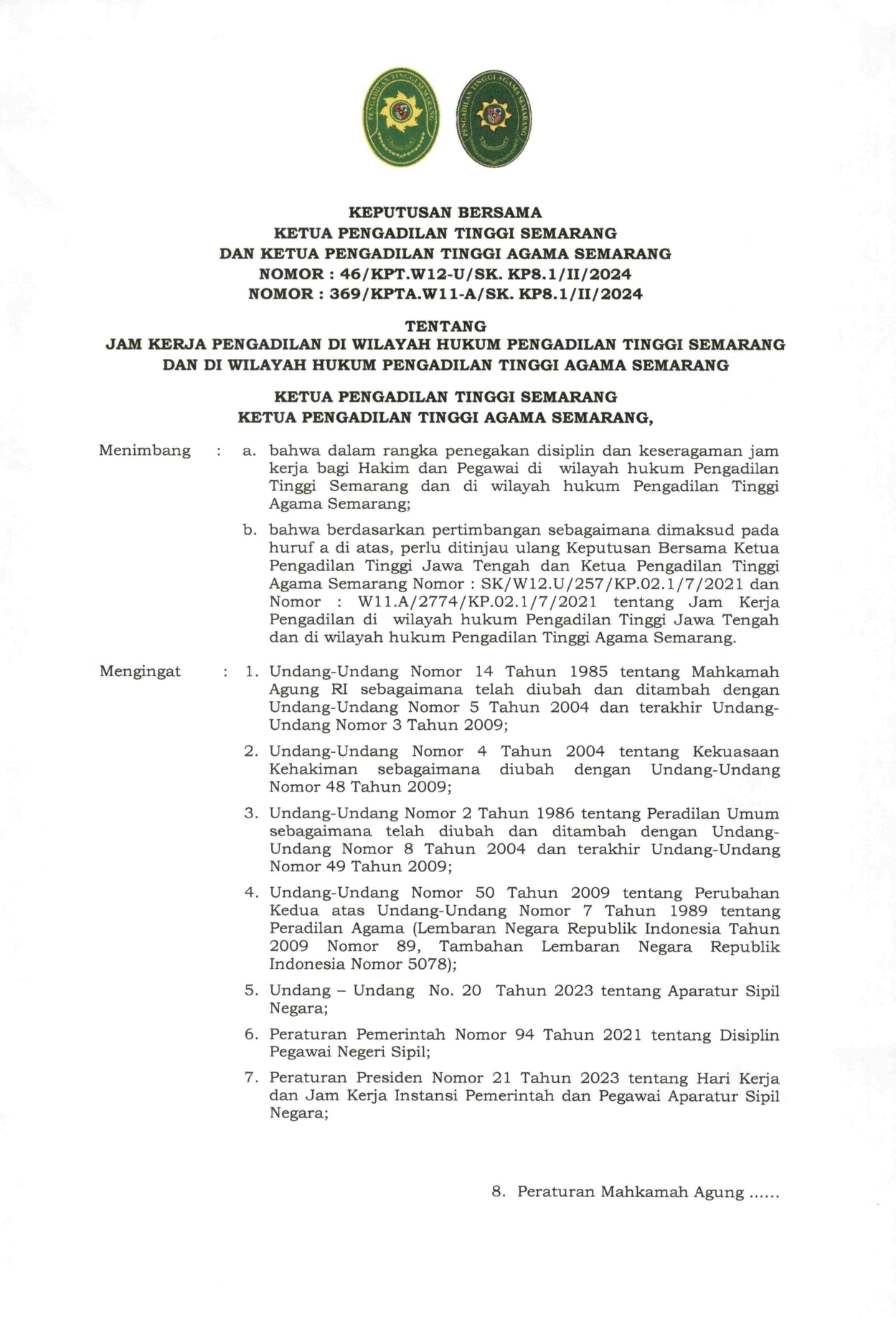 SKB Jam Kerja PT dan PTA Smg Tahun 2024 page 0001
