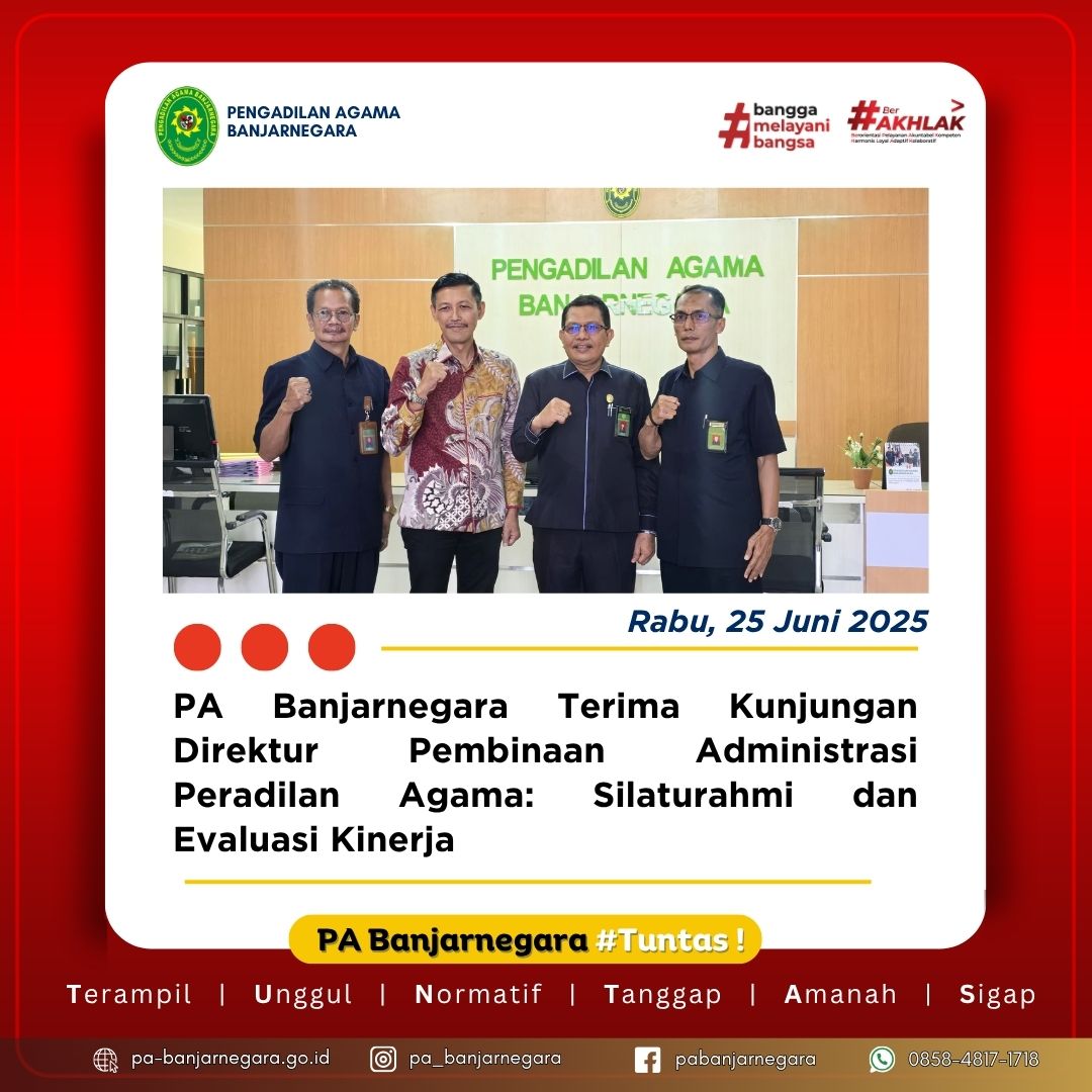 PA Banjarnegara Terima Kunjungan Direktur Pembinaan Administrasi Peradilan Agama: Silaturahmi dan Evaluasi Kinerja
